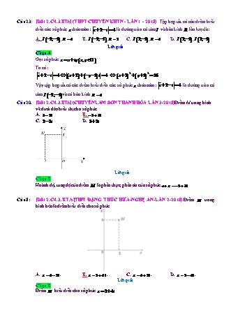 Trắc nghiệm Đại số Lớp 12 tách từ đề thi thử THPT Quốc gia - Chương 4 - Bài 3: Tập hợp điểm biểu diễn số phức - Mức độ 2.2 - Năm học 2017-2018 (Có đáp án)