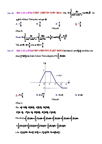 Trắc nghiệm Đại số Lớp 12 tách từ đề thi thử THPT Quốc gia - Chương 3 - Bài 3: Tích phân cơ bản - Mức độ 2.5 - Năm học 2017-2018 (Có đáp án)