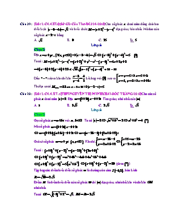 Trắc nghiệm Đại số Lớp 12 tách từ đề thi thử THPT Quốc gia - Chương 4 - Bài 4: Max, min - Mức độ 3.2 - Năm học 2017-2018 (Có đáp án)