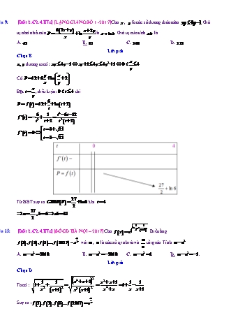 Trắc nghiệm Đại số Lớp 12 tách từ đề thi thử THPT Quốc gia - Chương 2 - Bài 4: Hàm số mũ và hàm số Logarit - Mức độ 3.3 - Năm học 2017-2018 (Có đáp án)