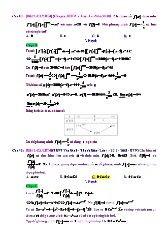 Trắc nghiệm Đại số Lớp 12 tách từ đề thi thử THPT Quốc gia - Chương 3 - Bài 2: Phương pháp tìm nguyên hàm - Mức độ 4 - Năm học 2017-2018 (Có đáp án)