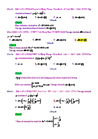 Trắc nghiệm Đại số Lớp 12 tách từ đề thi thử THPT Quốc gia - Chương 2 - Bài 2: Hàm số lũy thừa - Mức độ 2.1 - Năm học 2017-2018 (Có đáp án)