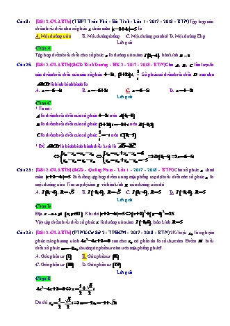 Trắc nghiệm Đại số Lớp 12 tách từ đề thi thử THPT Quốc gia - Chương 4 - Bài 3: Tập hợp điểm biểu diễn số phức - Mức độ 2.5 - Năm học 2017-2018 (Có đáp án)