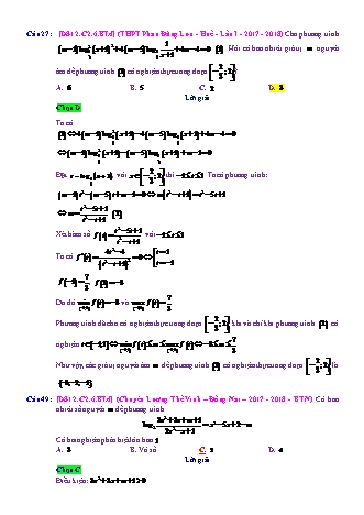 Trắc nghiệm Đại số Lớp 12 tách từ đề thi thử THPT Quốc gia - Chương 2 - Bài 6: Phương trình. Bất phương trình Logarit - Mức độ 4.6 - Năm học 2017-2018 (Có đáp án)