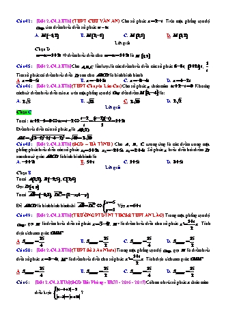 Trắc nghiệm Đại số Lớp 12 tách từ đề thi thử THPT Quốc gia - Chương 4 - Bài 3: Tập hợp điểm biểu diễn số phức - Mức độ 2.3 - Năm học 2017-2018 (Có đáp án)