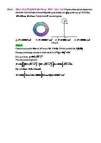 Trắc nghiệm Đại số Lớp 12 tách từ đề thi thử THPT Quốc gia - Chương 3 - Bài 5: Ứng dụng hình học của tích phân - Mức độ 4.3 - Năm học 2017-2018 (Có đáp án)