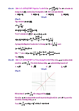 Trắc nghiệm Đại số Lớp 12 tách từ đề thi thử THPT Quốc gia - Chương 1 - Bài 8: Điểm đặc biệt của đồ thị hàm số - Mức độ 3.4 - Năm học 2017-2018 (Có đáp án)