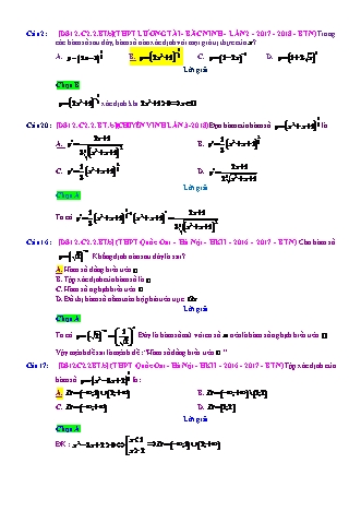 Trắc nghiệm Đại số Lớp 12 tách từ đề thi thử THPT Quốc gia - Chương 2 - Bài 2: Hàm số lũy thừa - Mức độ 2.2 - Năm học 2017-2018 (Có đáp án)