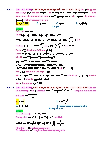 Trắc nghiệm Đại số Lớp 12 tách từ đề thi thử THPT Quốc gia - Chương 2 - Bài 4: Hàm số mũ và hàm số Logarit - Mức độ 4.5 - Năm học 2017-2018 (Có đáp án)