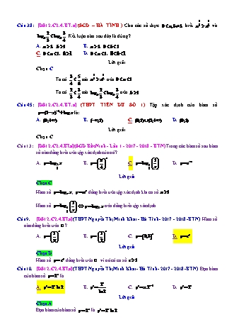 Trắc nghiệm Đại số Lớp 12 tách từ đề thi thử THPT Quốc gia - Chương 2 - Bài 4: Hàm số mũ và hàm số Logarit - Mức độ 1.4 - Năm học 2017-2018 (Có đáp án)