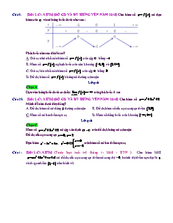 Trắc nghiệm Đại số Lớp 12 tách từ đề thi thử THPT Quốc gia - Chương 1 - Bài 9: Tổng hợp về hàm số - Mức độ 2.3 - Năm học 2017-2018 (Có đáp án)
