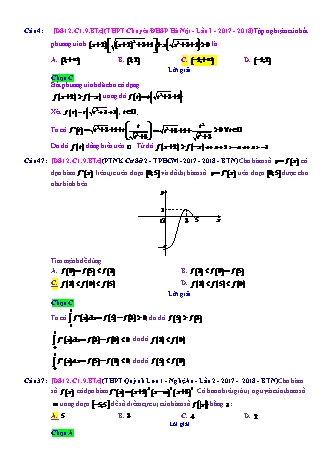 Trắc nghiệm Đại số Lớp 12 tách từ đề thi thử THPT Quốc gia - Chương 1 - Bài 9: Tổng hợp về hàm số - Mức độ 3.3 - Năm học 2017-2018 (Có đáp án)