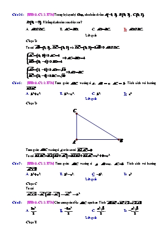 Trắc nghiệm Hình học Lớp 10 tách từ đề thi thử THPT Quốc gia - Chương 2 - Bài 2: Tích vô hướng của hai vectơ - Mức độ 2.3 - Năm học 2017-2018 (Có đáp án)