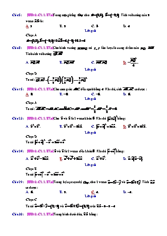 Trắc nghiệm Hình học Lớp 10 tách từ đề thi thử THPT Quốc gia - Chương 2 - Bài 2: Tích vô hướng của hai vectơ - Mức độ 1.2 - Năm học 2017-2018 (Có đáp án)