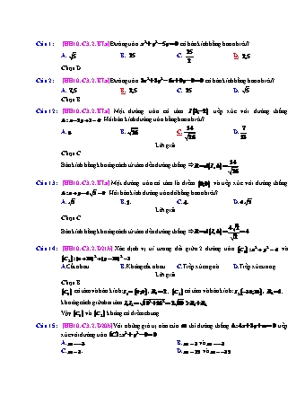 Trắc nghiệm Hình học Lớp 10 tách từ đề thi thử THPT Quốc gia - Chương 3 - Bài 2: Phương trình đường tròn - Mức độ 1.1 - Năm học 2017-2018 (Có đáp án)