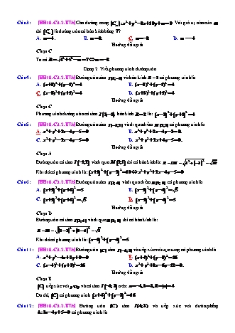 Trắc nghiệm Hình học Lớp 10 tách từ đề thi thử THPT Quốc gia - Chương 3 - Bài 2: Phương trình đường tròn - Mức độ 2.2 - Năm học 2017-2018 (Có đáp án)