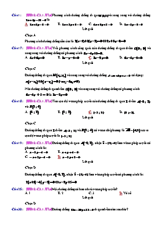 Trắc nghiệm Hình học Lớp 10 tách từ đề thi thử THPT Quốc gia - Chương 3 - Bài 1: Phương trình đường thẳng - Mức độ 1.2 - Năm học 2017-2018 (Có đáp án)