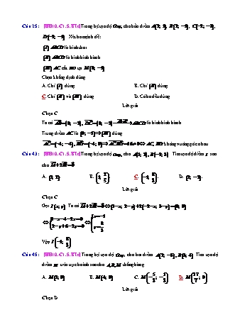 Trắc nghiệm Hình học Lớp 10 tách từ đề thi thử THPT Quốc gia - Chương 1 - Bài 5: Hệ trục tọa độ - Mức độ 3 - Năm học 2017-2018 (Có đáp án)