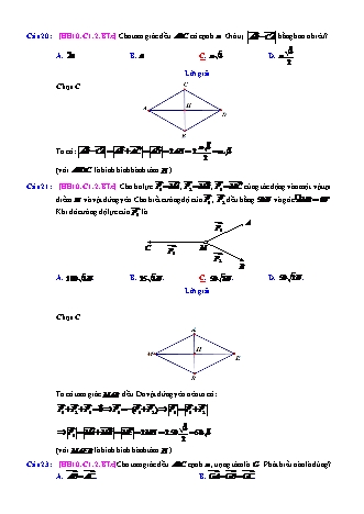 Trắc nghiệm Hình học Lớp 10 tách từ đề thi thử THPT Quốc gia - Chương 1 - Bài 2: Phép cộng trừ các vectơ - Mức độ 3.1 - Năm học 2017-2018 (Có đáp án)
