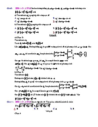 Trắc nghiệm Hình học Lớp 11 tách từ đề thi thử THPT Quốc gia - Chương 1 - Bài 3: Phép đối xứng trục - Mức độ 3.2 - Năm học 2017-2018 (Có đáp án)