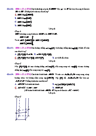 Trắc nghiệm Hình học Lớp 11 tách từ đề thi thử THPT Quốc gia - Chương 2 - Bài 3: Đường thẳng và mặt phẳng song song - Mức độ 2.5 - Năm học 2017-2018 (Có đáp án)