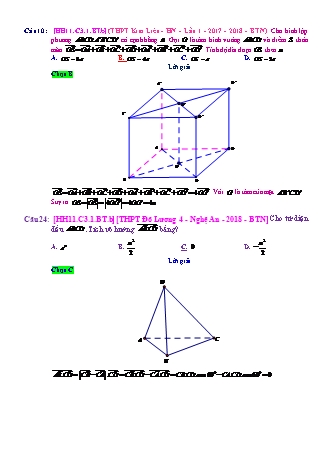 Trắc nghiệm Hình học Lớp 11 tách từ đề thi thử THPT Quốc gia - Chương 3 - Bài 1: Vectơ trong không gian - Mức độ 2.2 - Năm học 2017-2018 (Có đáp án)