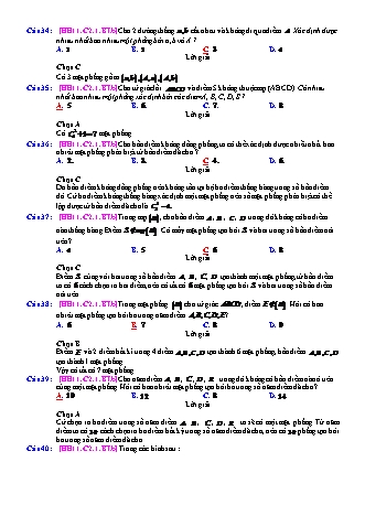 Trắc nghiệm Hình học Lớp 11 tách từ đề thi thử THPT Quốc gia - Chương 2 - Bài 1: Đường thẳng và mặt phẳng - Mức độ 2.3 - Năm học 2017-2018 (Có đáp án)