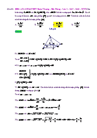 Trắc nghiệm Hình học Lớp 11 tách từ đề thi thử THPT Quốc gia - Chương 2 - Bài 4: Hai mặt phẳng song song - Mức độ 3.2 - Năm học 2017-2018 (Có đáp án)