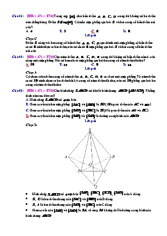 Trắc nghiệm Hình học Lớp 11 tách từ đề thi thử THPT Quốc gia - Chương 2 - Bài 1: Đường thẳng và mặt phẳng - Mức độ 2.5 - Năm học 2017-2018 (Có đáp án)