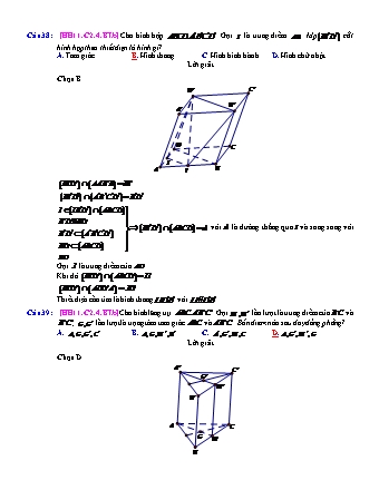 Trắc nghiệm Hình học Lớp 11 tách từ đề thi thử THPT Quốc gia - Chương 2 - Bài 4: Hai mặt phẳng song song - Mức độ 2.1 - Năm học 2017-2018 (Có đáp án)