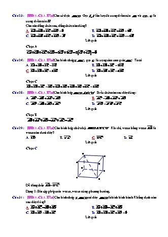 Trắc nghiệm Hình học Lớp 11 tách từ đề thi thử THPT Quốc gia - Chương 3 - Bài 1: Vectơ trong không gian - Mức độ 1.1 - Năm học 2017-2018 (Có đáp án)
