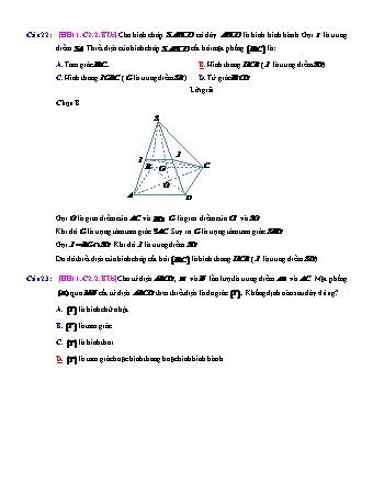 Trắc nghiệm Hình học Lớp 11 tách từ đề thi thử THPT Quốc gia - Chương 2 - Bài 2: Hai đường thẳng chéo nhau và song song - Mức độ 2.1 - Năm học 2017-2018 (Có đáp án)