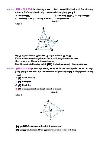 Trắc nghiệm Hình học Lớp 11 tách từ đề thi thử THPT Quốc gia - Chương 2 - Bài 2: Hai đường thẳng chéo nhau và song song - Mức độ 3.3 - Năm học 2017-2018 (Có đáp án)