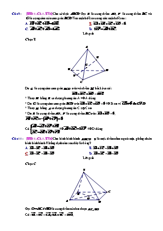 Trắc nghiệm Hình học Lớp 11 tách từ đề thi thử THPT Quốc gia - Chương 3 - Bài 1: Vectơ trong không gian - Mức độ 2.1 - Năm học 2017-2018 (Có đáp án)