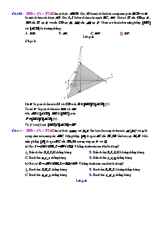 Trắc nghiệm Hình học Lớp 11 tách từ đề thi thử THPT Quốc gia - Chương 2 - Bài 1: Đường thẳng và mặt phẳng - Mức độ 3.3 - Năm học 2017-2018 (Có đáp án)