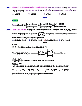 Trắc nghiệm Hình học Lớp 11 tách từ đề thi thử THPT Quốc gia - Chương 1 - Bài 7: Phép vị tự - Mức độ 2.3 - Năm học 2017-2018 (Có đáp án)