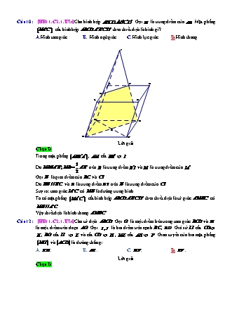 Trắc nghiệm Hình học Lớp 11 tách từ đề thi thử THPT Quốc gia - Chương 2 - Bài 1: Đường thẳng và mặt phẳng - Mức độ 3.1 - Năm học 2017-2018 (Có đáp án