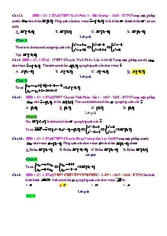 Trắc nghiệm Hình học Lớp 11 tách từ đề thi thử THPT Quốc gia - Chương 1 - Bài 2: Phép tịnh tiến - Mức độ 1.2 - Năm học 2017-2018 (Có đáp án)