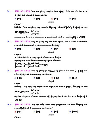 Trắc nghiệm Hình học Lớp 11 tách từ đề thi thử THPT Quốc gia - Chương 1 - Bài 2: Phép tịnh tiến - Mức độ 1.1 - Năm học 2017-2018 (Có đáp án)