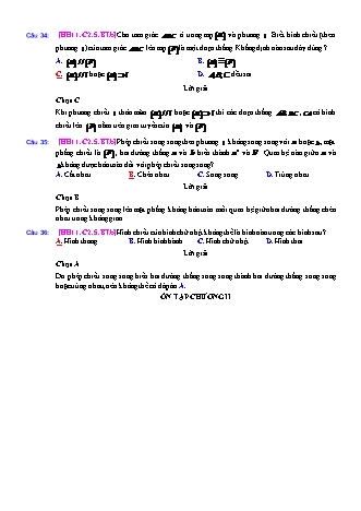 Trắc nghiệm Hình học Lớp 11 tách từ đề thi thử THPT Quốc gia - Chương 2 - Bài 5: Phép chiếu song song. Hình biểu diễn của một hình không gian - Mức độ 2.2 - Năm học 2017-2018 (Có đáp án)