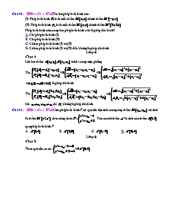 Trắc nghiệm Hình học Lớp 11 tách từ đề thi thử THPT Quốc gia - Chương 1 - Bài 1: Phép biến hình - Mức độ 1 - Năm học 2017-2018 (Có đáp án)