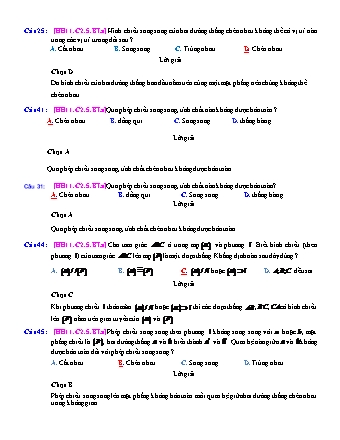 Trắc nghiệm Hình học Lớp 11 tách từ đề thi thử THPT Quốc gia - Chương 2 - Bài 5: Phép chiếu song song. Hình biểu diễn của một hình không gian - Mức độ 1.1 - Năm học 2017-2018 (Có đáp án)