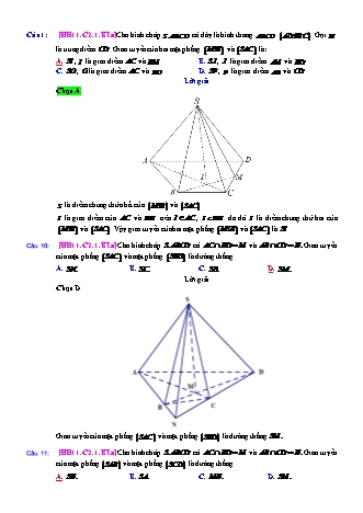 Trắc nghiệm Hình học Lớp 11 tách từ đề thi thử THPT Quốc gia - Chương 2 - Bài 1: Đường thẳng và mặt phẳng - Mức độ 1.3 - Năm học 2017-2018 (Có đáp án)