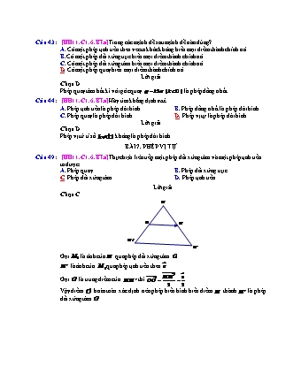 Trắc nghiệm Hình học Lớp 11 tách từ đề thi thử THPT Quốc gia - Chương 1 - Bài 6: Phép dời hình và hai hình bằng nhau - Mức độ 1.2 - Năm học 2017-2018 (Có đáp án)