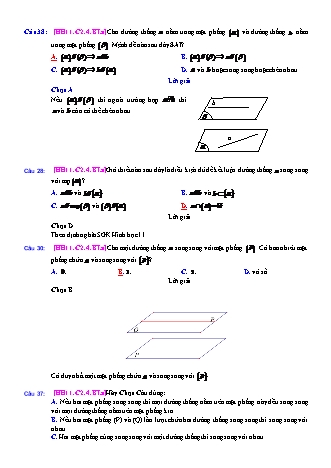 Trắc nghiệm Hình học Lớp 11 tách từ đề thi thử THPT Quốc gia - Chương 2 - Bài 4: Hai mặt phẳng song song - Mức độ 1.5 - Năm học 2017-2018 (Có đáp án)