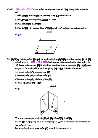 Trắc nghiệm Hình học Lớp 11 tách từ đề thi thử THPT Quốc gia - Chương 2 - Bài 3: Đường thẳng và mặt phẳng song song - Mức độ 2.3 - Năm học 2017-2018 (Có đáp án)