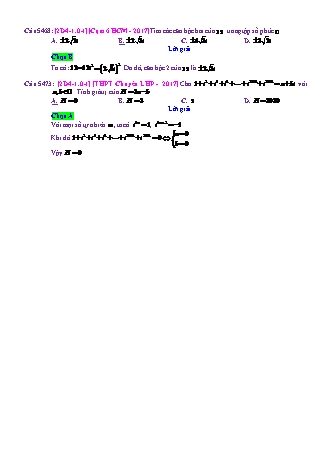 Trắc nghiệm Đại số Lớp 12 tách từ đề thi thử THPT Quốc gia - Chương 4 - Chủ đề 1: Các phép toán số phức - Câu hỏi chưa phân dạng - Mức độ 1 - Năm học 2017-2018 (Có đáp án)