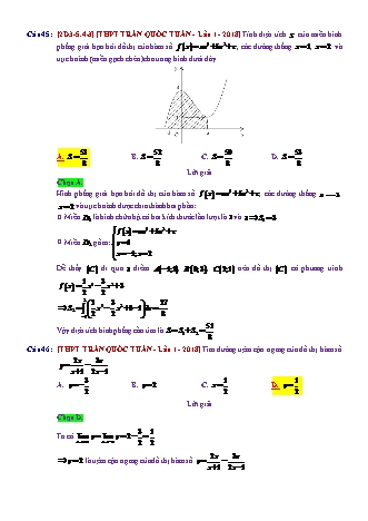 Trắc nghiệm Đại số Lớp 12 tách từ đề thi thử THPT Quốc gia - Chương 3 - Chủ đề 5: Ứng dụng hình học của tích phân - Dạng 4: Diện tích hình phẳng y=f(x), Ox - Mức độ 3 - Năm học 2017-2018 (Có đáp án)