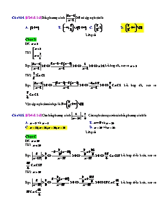 Trắc nghiệm Đại số Lớp 10 tách từ đề thi thử THPT Quốc gia - Chương 4 - Chủ đề 8: Một số phương trình và bất phương trình quy về bậc 2 - Dạng 2: Phương trình, bất phương trình có chứa một dấu l.l - Mức độ 3 - Năm học 2017-2018 (Có đáp án)