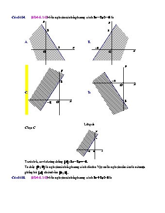 Trắc nghiệm Đại số Lớp 10 tách từ đề thi thử THPT Quốc gia - Chương 4 - Chủ đề 5: Bất phương trình và hệ bất phương trình bậc nhất hai ẩn - Dạng 2: Tìm miền nghiệm của 1 bất phương trình bậc nhất hai ẩn - Mức độ 2 - Năm học 2017-2018 (Có đáp án)
